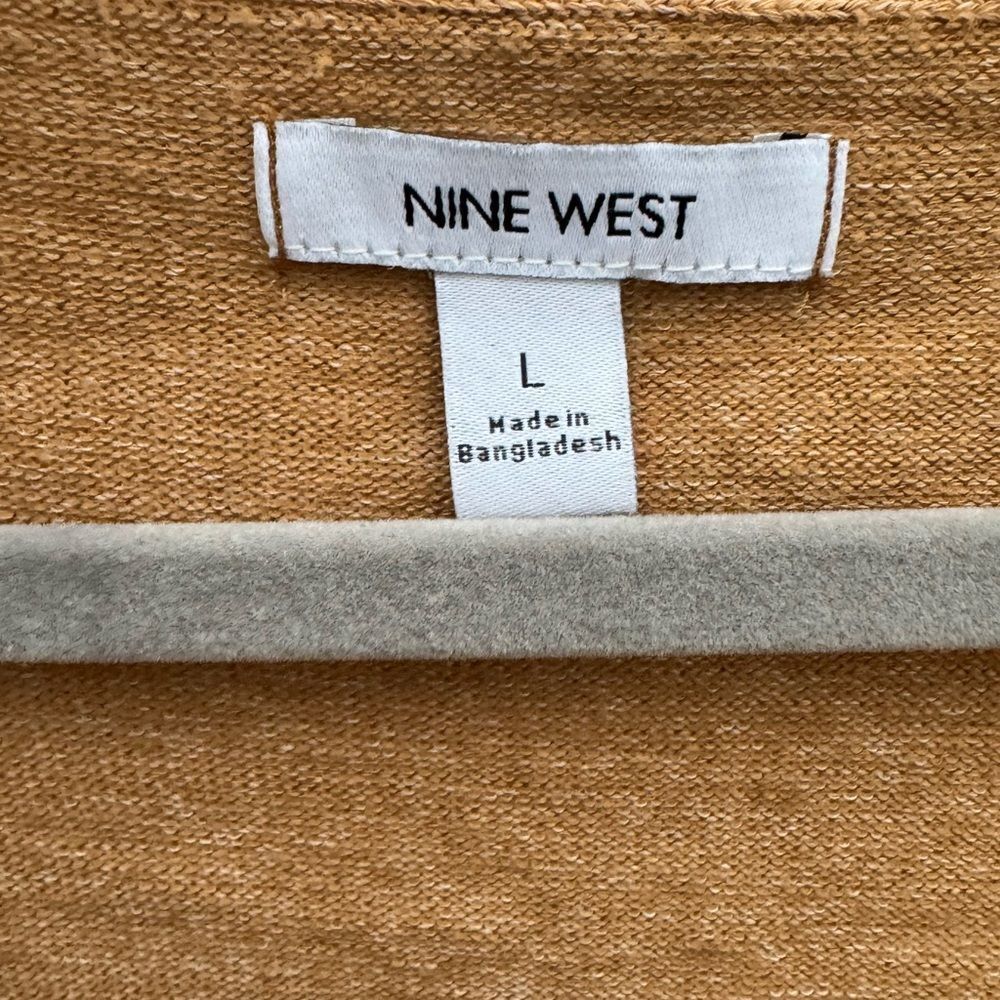 Nine West Women's V-Neck Cropped Cardigan in Rustic Tan Size Large - Picture 7 of 7